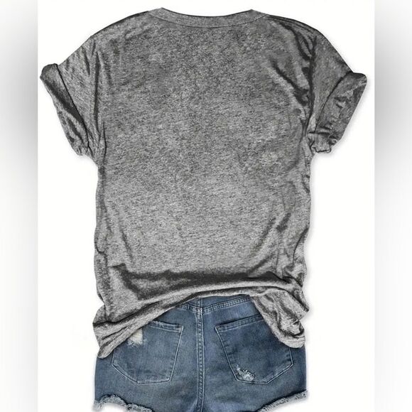 NWT Women’s Gray Short Sleeve Graphic Tee Shirt Multi Color “TEACHER” Size Large - Picture 2 of 2
